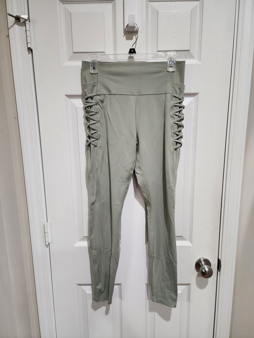 Two (2) All In Motion Women’s Large Black & Mint Green Corded Exercise Leggings